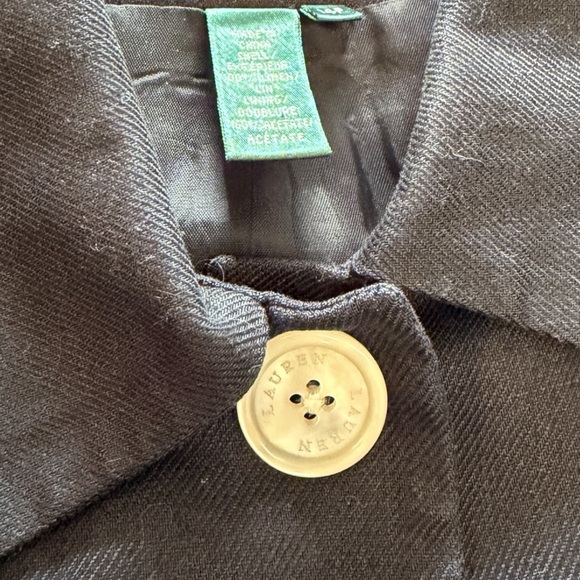 Lauren Ralph Lauren Black Linen Blazer Buttoned Vintage Suit Jacket sz 14 Petite - Picture 4 of 4